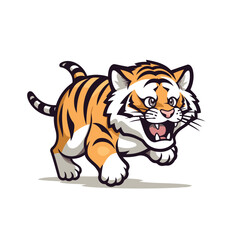 Tiger running vector illustration. Isolated on a white background.