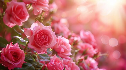 Fototapeta premium sweet pink rose flowers for love romance background