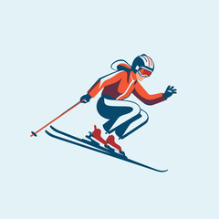 Skier skiing. Vector illustration of a skier in sportswear.