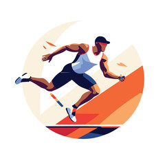 Running man. Athlete in sportswear. Vector flat illustration