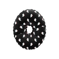3D Helium Balloon Letter O with Matte Black pixelated ghost Textur