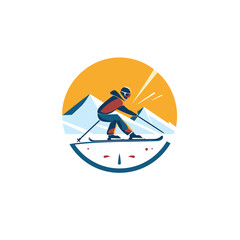 Skier logo design template. Skier logo design. Skier vector illustration.