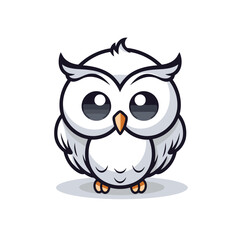Owl cartoon character isolated on white background. Cute vector illustration.