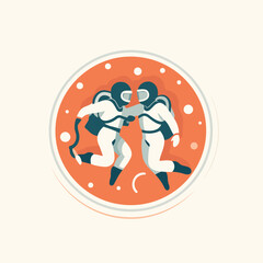 Boxing. fight club emblem. vector illustration in flat style.