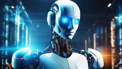 Fototapeta premium Futuristic humanoid robot. Artificial intelligence. Future technology.