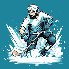 Ice hockey player. Vector illustration of ice hockey player in action.