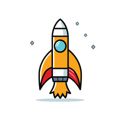 Rocket icon in flat style. Startup vector illustration on white background.