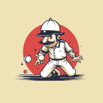 Cricket player. Vector illustration of a cricket player in action.