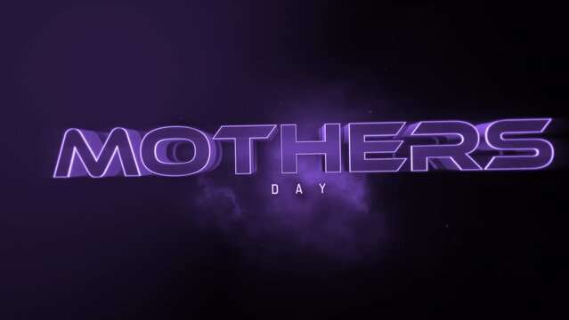 Neon purple Mothers Day text in an image serves as a vibrant and cheerful greeting for this special occasion celebrating mothers