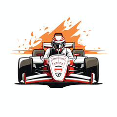 Racing car driver on track. Vector illustration for your design. - obrazy, fototapety, plakaty