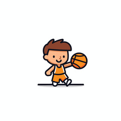 Cute Boy Playing Basketball Cartoon Icon Vector Illustration Design Editable Resizable