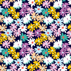 Colorful spring all over flowers pattern