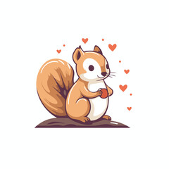 Squirrel in love. Cute cartoon character. Vector illustration.