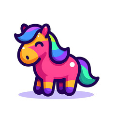 Fototapeta premium flat vector logo of a cute horse, a cartoon of a unicorn , a logo of a cute horse 