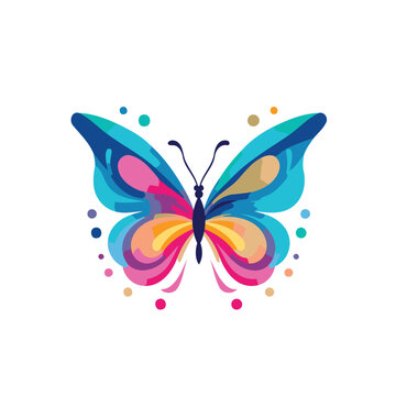 Butterfly colorful logo design. Vector illustration in flat style.
