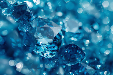 Beautiful background of blue diamonds or gemstones