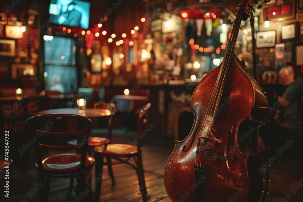 Wall mural candlelit jazz club with live music