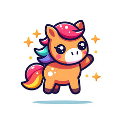 flat vector logo of a cute horse, a cartoon of a unicorn , a logo of a cute horse 