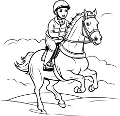Jockey riding a horse. sketch for your design. Vector illustration