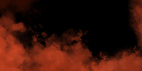 Fototapeta na wymiar Abstract orange powder explosion on black background. Freeze motion of orange dust particles splash. fire with smoke on a black background. scare, dreamy red and black cloud in the sky background.