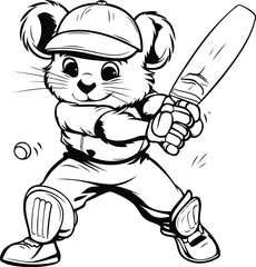 Bear Baseball Mascot. Vector illustration ready for vinyl cutting.
