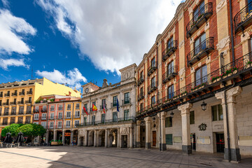 The arches of the Casa Consistorial in the Plaza Mayor of Burgos, Spain - obrazy, fototapety, plakaty