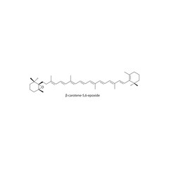 β-carotene-5,6-epoxide skeletal structure diagram.Caratenoid compound molecule scientific illustration on white background.