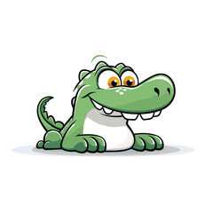 Crocodile vector illustration. Cute cartoon crocodile character.