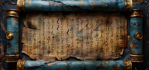 Ancient Egyptian hieroglyphs on ancient background