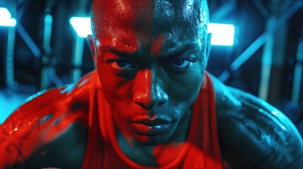 Dynamic photo of athlete during high-intensity interval training (HIIT) session, capturing the essence of determination and powerful movement. High-Intensity Training - obrazy, fototapety, plakaty