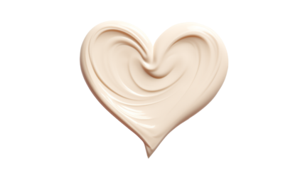 texture of a cosmetic smear of cream in the shape of a heart on a transparent background