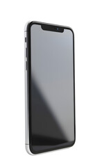 Smartphone with blank screen on white background. 3d illustration.