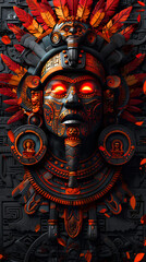 ancient aztech ethnic group face illustration