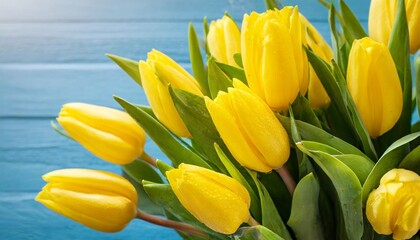 yellow flowers tulips background bouquet of yellow tulips greeting card for mothers day birthday march 8