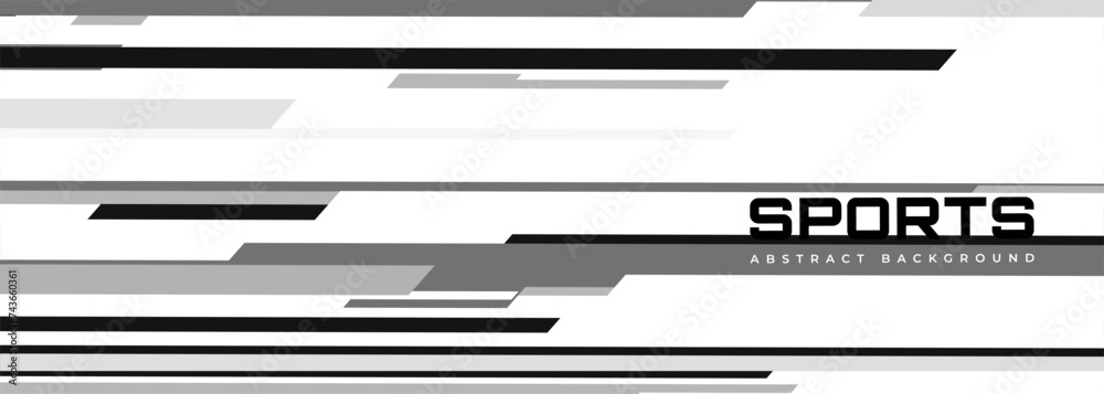 Aufkleber white modern sports banner design with horizontal black and gray lines. vector abstract illustration