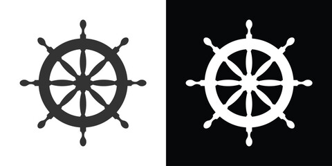 two ship steering wheel - obrazy, fototapety, plakaty