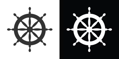 Deurstickers two ship steering wheel © ThejCreation