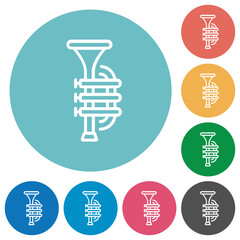 Trumpet outline flat round icons