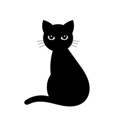 Black cat isolated on white. PNG illustration icon - 743662722