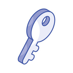 An isometric vector of access key, security key icon design