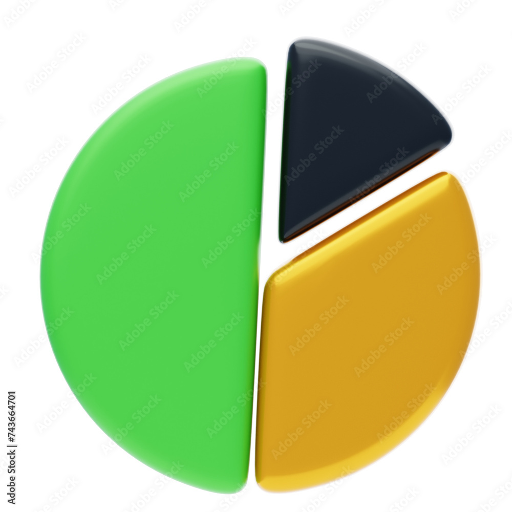Aufkleber 3d pie chart visualizing data slices. 3d illustration, 3d element, 3d rendering. 3d visualization is