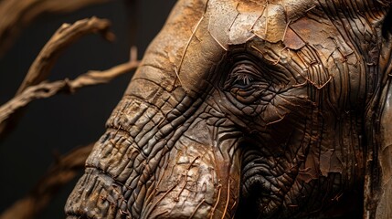Intricate Bronze-Tone Elephant Sculpture Close-Up