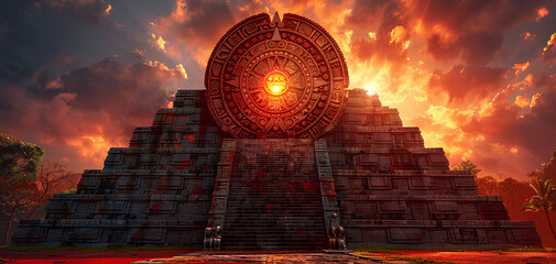 ancient ornament aztech geometric symbol, mayan calendar background