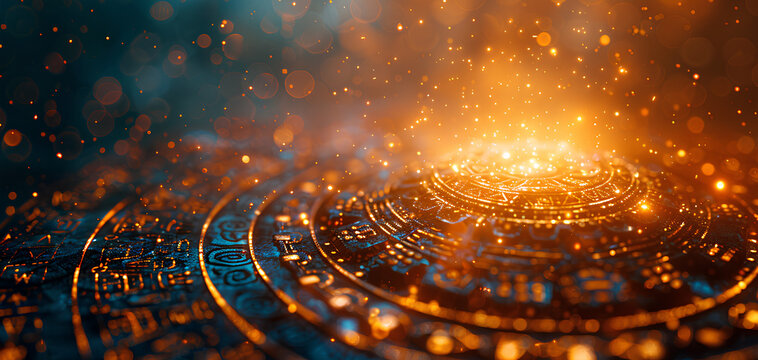 ancient ornament aztech geometric symbol, mayan calendar background