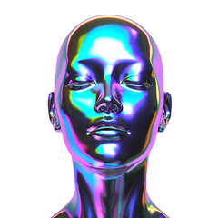 Holographic Metal Sculpture of a Woman With Liquid-Like Appearance