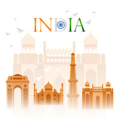 Illustration of Famous Indian monument and Landmark Vector