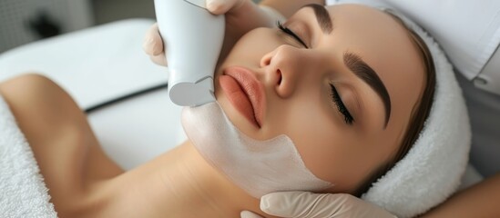 Obraz na płótnie Canvas Non-invasive treatment for firming skin, reducing cellulite and fat, using vacuum massage and cosmetology techniques at a beauty salon.