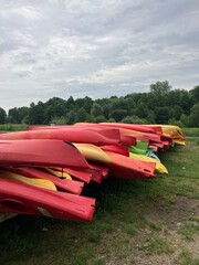 Kayaks by the river