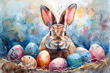The Easter Bunny. Beautiful Delicate Watercolor
