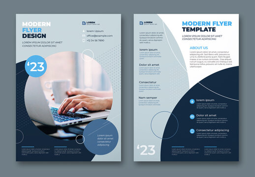 Business Flyer Layout with Blue Circle Elements